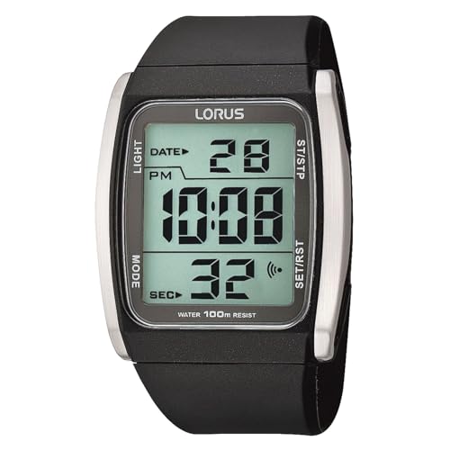 Lorus R2303HX9 Unisex-Armbanduhr Kautschuk-Armband schwarz, Schwarz, Armband von Lorus