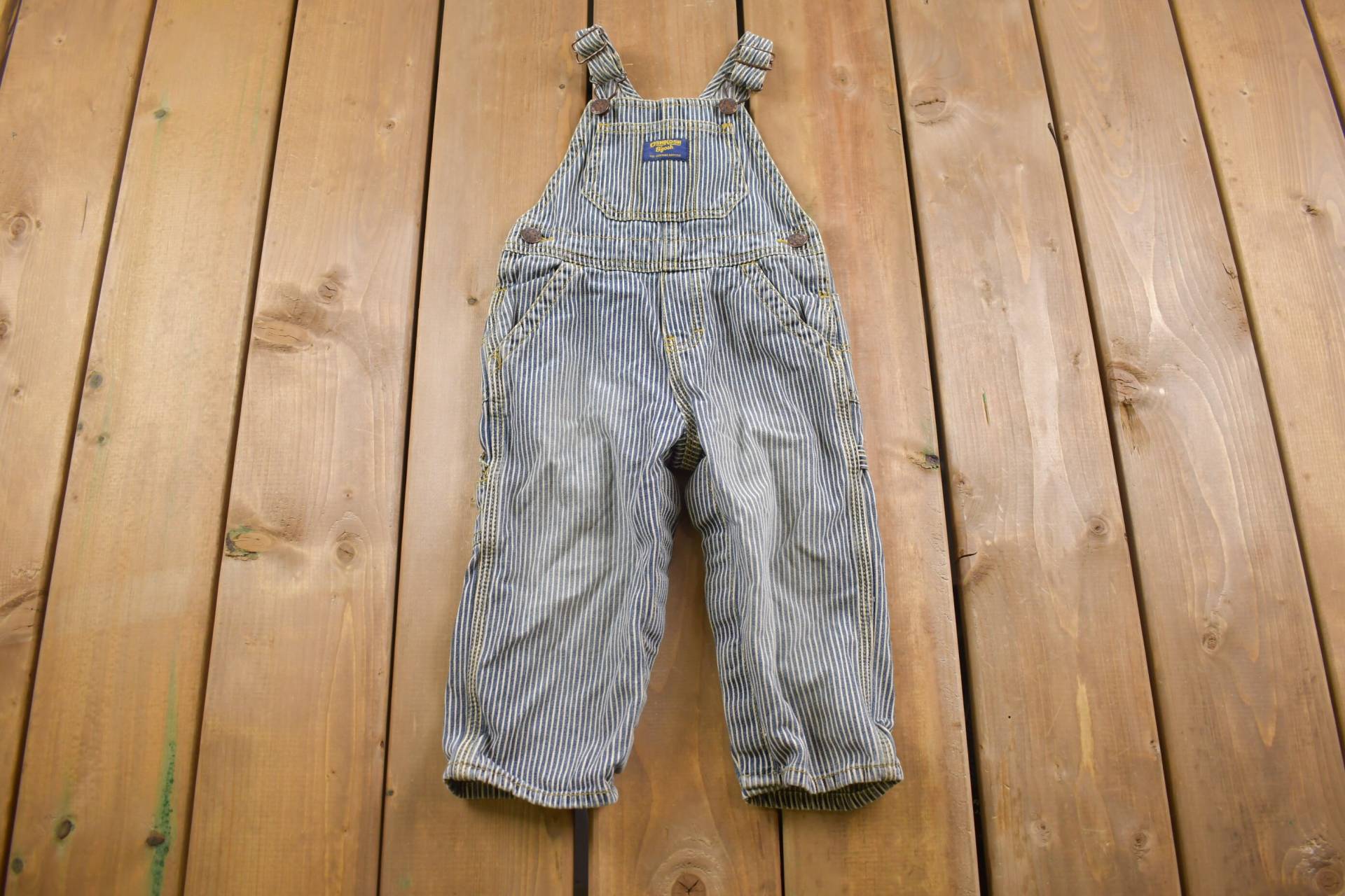 Vintage 1990S Osh Kosh Säugling/Kleinkind Größe Gestreift Jean Overalls 22 Taille X 12 Schrittlänge/ Overall/ Kinder von Lostboysvintage