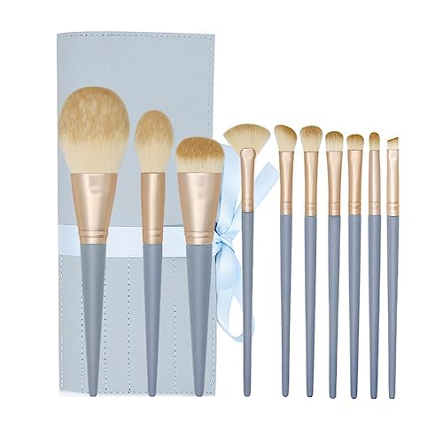 Loufy 10-teiliges blaues Lidschatten-Make-up-Pinsel-Set, Nylon-Pinsel, Puder, Foundation, Make-up-Pinsel von Loufy