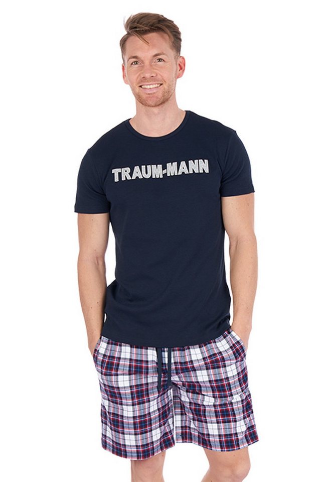 Louis & Louisa Schlafanzug Pyjama Herren - TRAUMMANN KURZ - dunkelblau/karo von Louis & Louisa