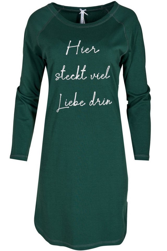 Louis & Louisa Schlafanzug Sleepshirt Damen - VIEL LIEBE DRIN - tanne von Louis & Louisa