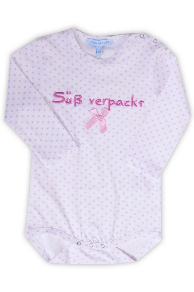 Louis & Louisa Trachtenkleid Baby Body - SÜß VERPACKT/LANGARM - weiß/rosa von Louis & Louisa