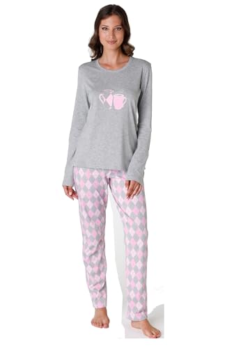 LOVABLE Damen Langer Rundhalsausschnitt aus Jersey Pyjamaset, Grau, XL von Lovable