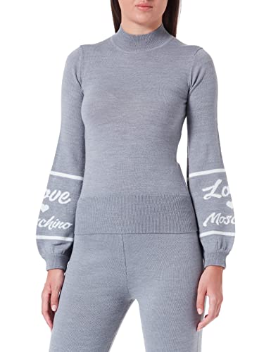 Love Moschino Damen Turtleneck top, Melange Dark Grey, 38 EU von Love Moschino