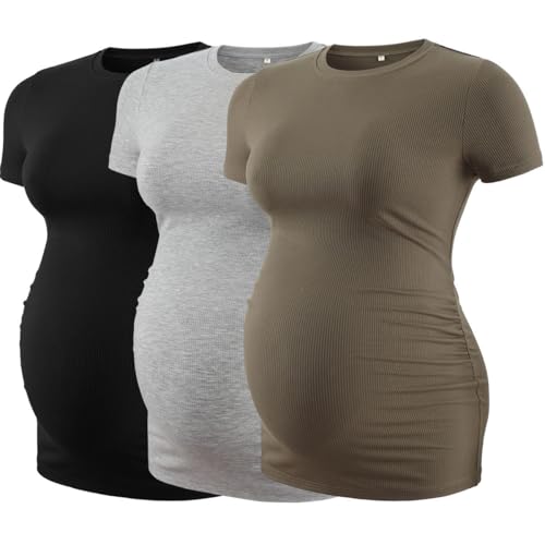Love2Mi 3er Pack Umstandstop Tshirt Kurzarm Sommer Rundhals Umstands T-Shirt Umstandsmode Love2Mi 3er Pack Umstandstop Tshirt Kurzarm Sommer Rundhals Umstands T-Shirt Umstandsmode von Love2Mi