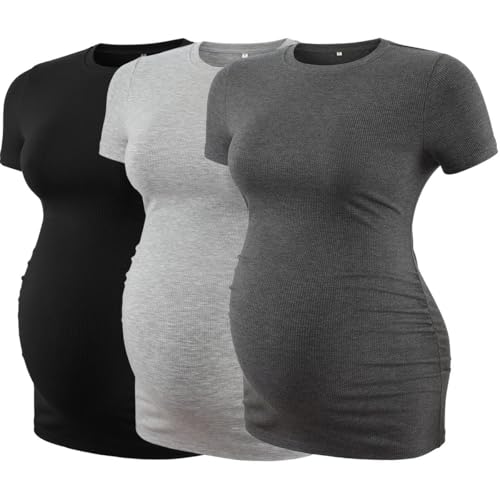 Love2Mi 3er Pack Umstandstop Tshirt Kurzarm Sommer Rundhals Umstands T-Shirt Umstandsmode Love2Mi 3er Pack Umstandstop Tshirt Kurzarm Sommer Rundhals Umstands T-Shirt Umstandsmode von Love2Mi