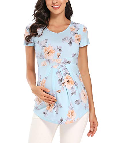 Love2Mi Damen Schwanger Umstandsmode Kurzarm Umstandsbluse Schön und Elegant T-Shirt von Love2Mi