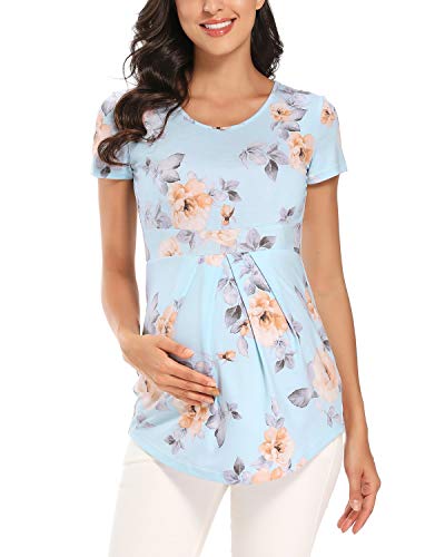 Love2Mi Damen Umstandsshirt Schwanger Umstandsmode Kurzarm Schwangerschaft T-Shirt Umstandsbluse Love2Mi Damen Umstandsshirt Schwanger Umstandsmode Kurzarm Schwangerschaft T-Shirt Umstandsbluse von Love2Mi