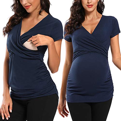 Love2Mi Umstands-Stillshirt, kurzärmelig, V-Ausschnitt, Still-T-Shirt, Schwangerschaft, navy, M Love2Mi Umstands-Stillshirt, kurzärmelig, V-Ausschnitt, Still-T-Shirt, Schwangerschaft, navy, M von Love2Mi