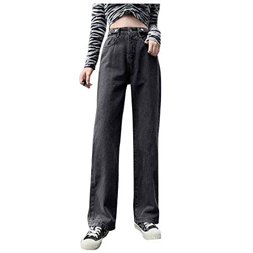 LoveLeiter Damen Baggy Jeans High Waist Straight Vintage-Hose High Waist Straight Leg Denim Jeans Boyfriend Pants Jeanshose 70er Vintage E-Girl Style Y13K Schlagjeans Hose von LoveLeiter