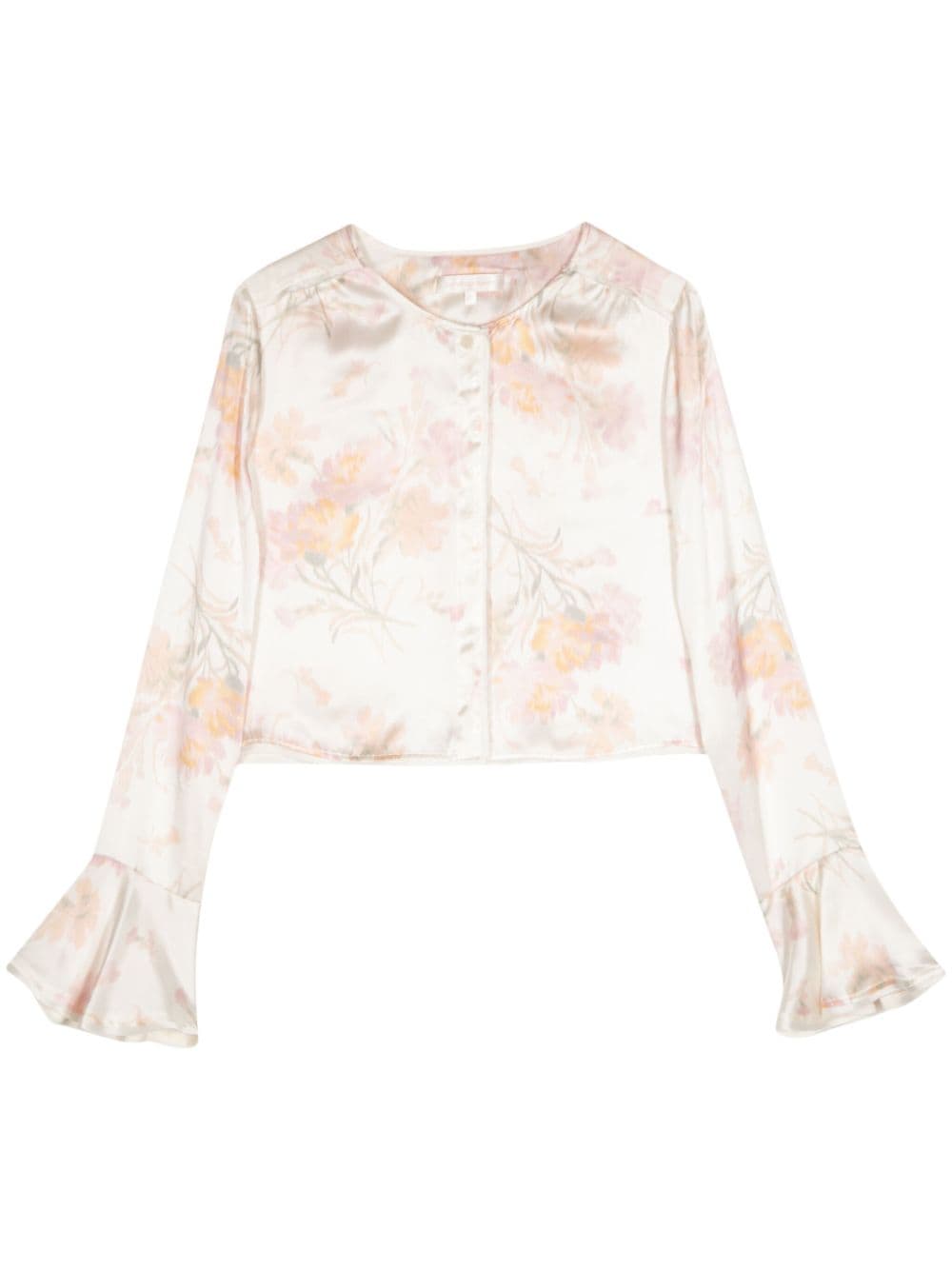 LoveShackFancy Lyndon Seidenbluse mit blumigem Print - Weiß von LoveShackFancy