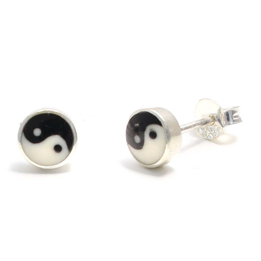 Kleine Yin-Yang Ohrstecker, 925 Sterling Silber, Herren Ohrringe, Männer Schmuck, Damen Ohrschmuck, Esoterik Yoga Stecker, Süß Nickelfrei von LoveYourDiamonds