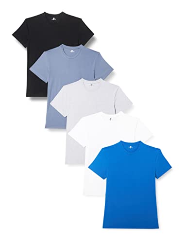 Lower East Herren Le105 T-Shirt, Schwarz/ Rauchblau/ Königsblau/ Hellgrau Melange/ Weiß, L EU von Lower East