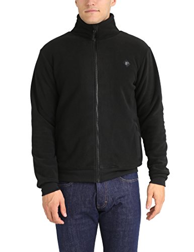 Lower East Herren Fleecejacke mit hohem Kragen, Schwarz, XL von Lower East