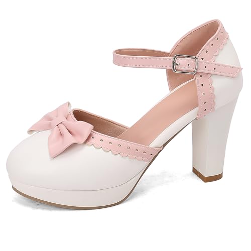 Lroey Reoly Damen Hohen Blockabsatz Sandals mit Plateau Runde Zehen Party Schuhe Ls953 Weiß Gr 37 EU Lroey Reoly Damen Hohen Blockabsatz Sandals mit Plateau Runde Zehen Party Schuhe Ls953 Weiß Gr 37 EU von Lroey Reoly