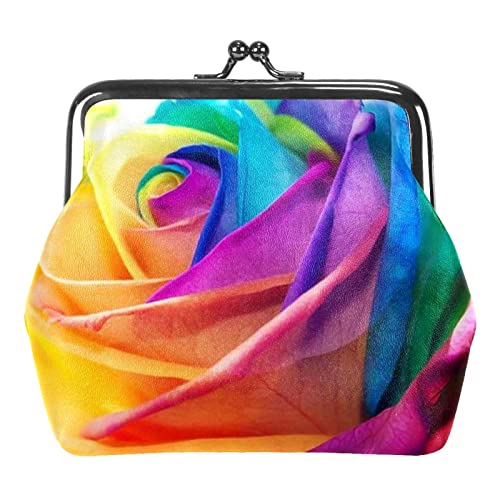 Geldbörse mit Regenbogen-Rosen-Motiv, Geldbörse, Tasche, Kleingeldbeutel, Geschenke für Damen, Kinder, Mädchen, Schlüsselhalter von Lsjuee