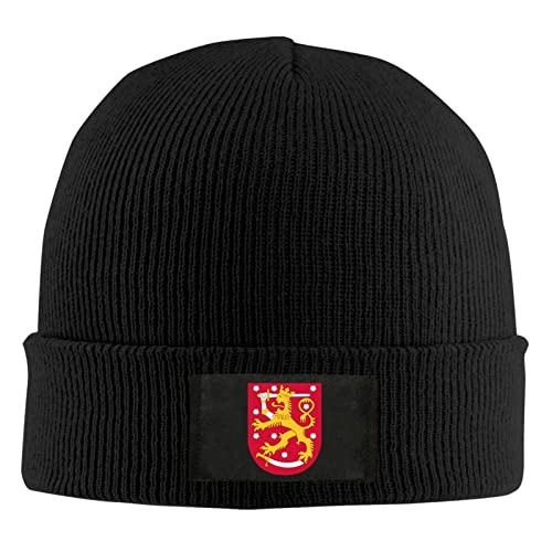 Lsjuee Wappen von Finnland, Schwarze Strickmütze für Unisex-Winter, warme, Dehnbare Beanie-Mütze mit Bündchen für Männer und Frauen von Lsjuee