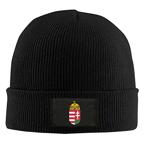 Lsjuee Wappen von Ungarn, Schwarze Strickmütze für Unisex-Winter, warme, Dehnbare Beanie-Mütze mit Bündchen für Männer und Frauen von Lsjuee