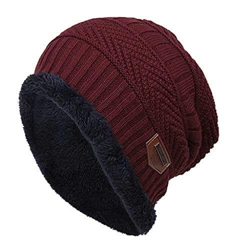 Damen Winter Beanie Warme Gefütterte Beanie Mütze Herbstmütze Strickmütze Mit Innenfutter Slouch Wintermütze Winterhüte Longbeanie Thermo Leichte Elastisch Grobstrick Slouchy Mütze Mütze Hats von Luadnysin