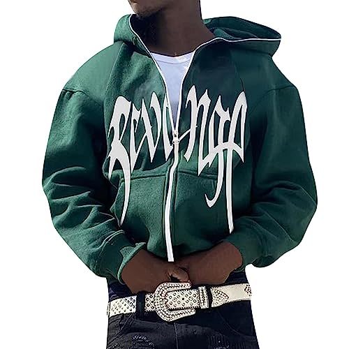 Luadnysin Herren Y2K Jacke Zip Up Hoodies Corteiz Sterne Motiv Graphics Harajuku für Paare Sweatshirt Vintage Kapuzenjacke Unisex Locker Sweatjacke mit Kapuze 90er E-Girl Top von Luadnysin