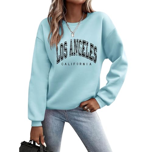 Luadnysin Pullover Damen Herbst Sale Sweatshirt Ohne Kapuze Briefe Drucken Langarm Rundhals Pulli Winter Frauen Buchstaben Druck Locker Casual Oberteil Sport Streetwear Bluse Tops Kleidung Damen von Luadnysin