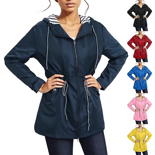 Luadnysin Regenjacken für Damen, Wind und Dünne Fahrrad Regenjacke Leicht Gefüttert Regenmantel Windjacke Damen Softshelljacke Übergangsjacke Grosse Groessen Wasserdicht Atmungsaktiv Raincoat Women von Luadnysin