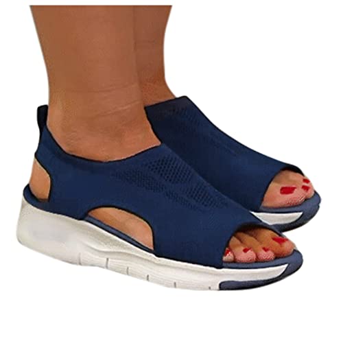 Luadnysin Sandalen Breite Füße Damen Leichte Orthopedische Sandals Schuhe Sommerschuhe Bequeme Flach Elegant Sandaletten Sandalen Sommer Barfuss Sandalette Damensandalen Schwarze Treckingsandalen von Luadnysin