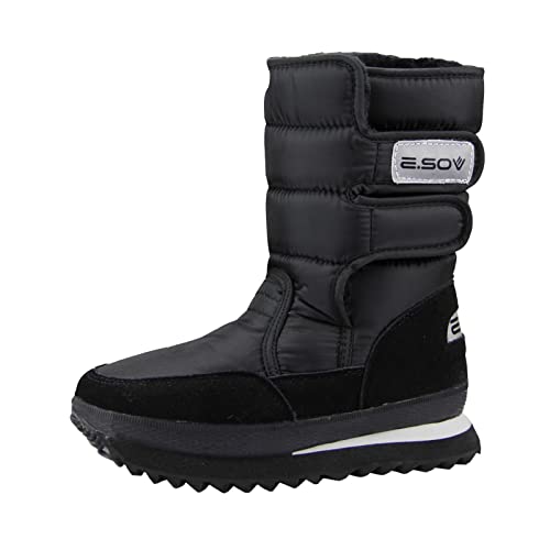 Luadnysin Schuhe Damen Winter Rutschfeste Gefüttert Winterstiefel Schneeboots Snow Boots Warme Schwarz Stiefeletten Stiefel Schlupfstiefel Wasserdicht Rot Kurzschaft Halbstiefel Thermostiefel von Luadnysin