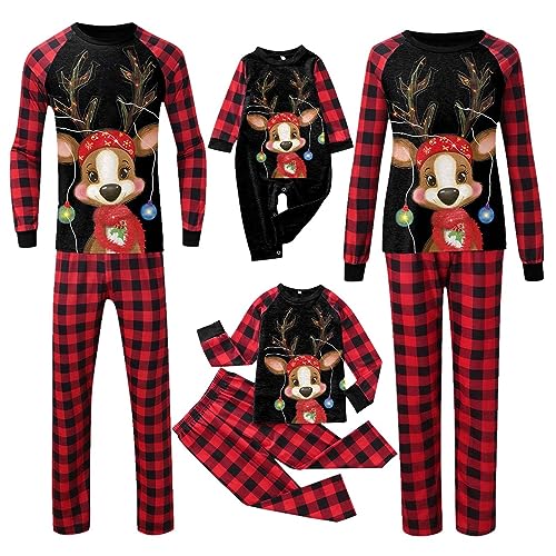 Luadnysin Weihnachtspyjama Familie Set Weihnachtspyjama Familie Set Weihnachts Schlafanzug, Weihnachten Nachtwäsche Partner Für Damen Herren Kinder Christmas Weihnachts Pyjama von Luadnysin