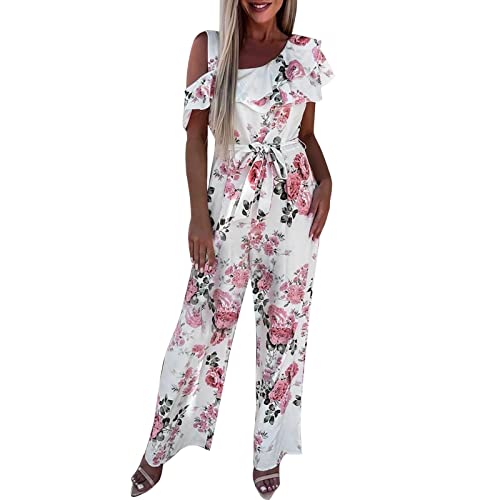 Overall Damen Elegant Festlich Romper Playsuit Strampler Ladies Festlich Brautmutter Anzug Elegant Hochzeit Gast Overall Lang Sommer Baggy Locker Hosenanzug Jumpsuit Cocktail Party Festlich Overalls von Luadnysin