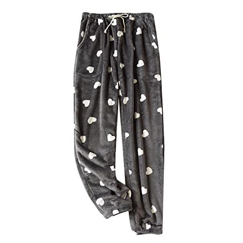 Pyjama Damen Flauschig Lang Flauschig Fleecehose Pyjama Hose Flanellhose Kuschel Fleece Winter Schlafhose Kuschelhose Pyjamahose Warm Weihnachts Karierte Jogginghose Weihnachtshose Sporthose von Luadnysin