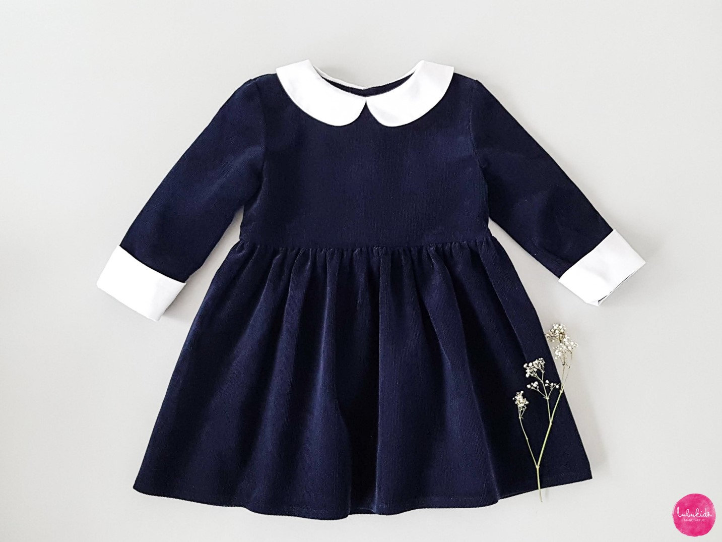 Babykleid Mädchenkleid Baumwollkleid Festliches Kleid Taufkleid Cordkleid Mit Weißem Bubikragen - Mädchen Taufoutfit Blumenmädchenoutfit von Lubukidz