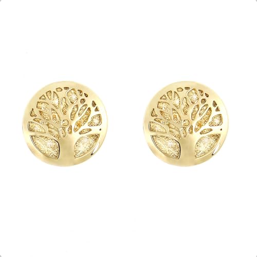 Lucchetta - Baum des Lebens Ohrringe Ohrstecker 14 Karat GelbGold | Gold Ohrringe Damen Echtgold | Hochwertiges Schmuck hergestellt in Italien von forme di Lucchetta