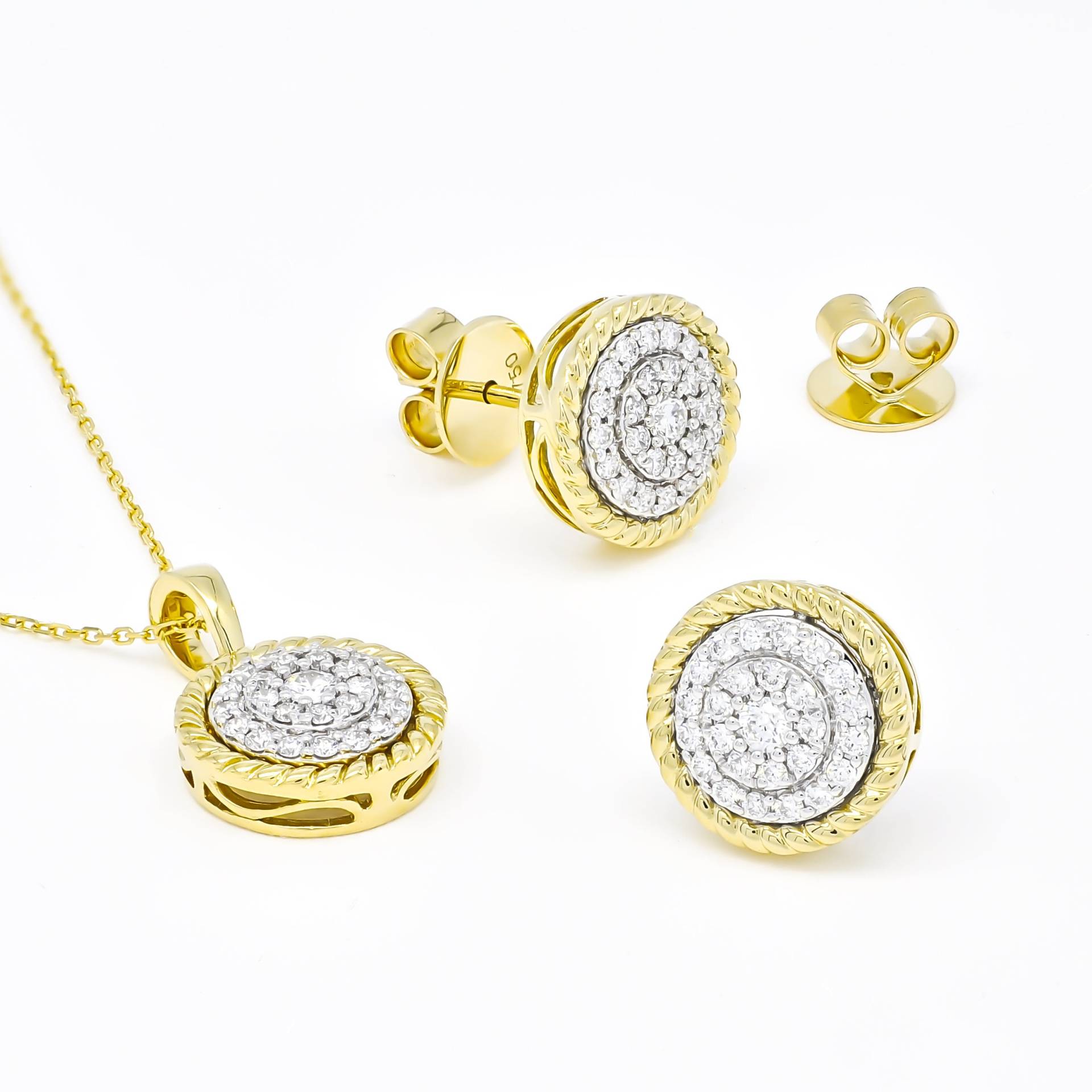 Natürliche Diamant Braut Schmuck Set, 18Ktt Gold Ohrringe Anhänger, Damen Halskette Ohrring Luxus Brautschmuck von LuceeDiamonds