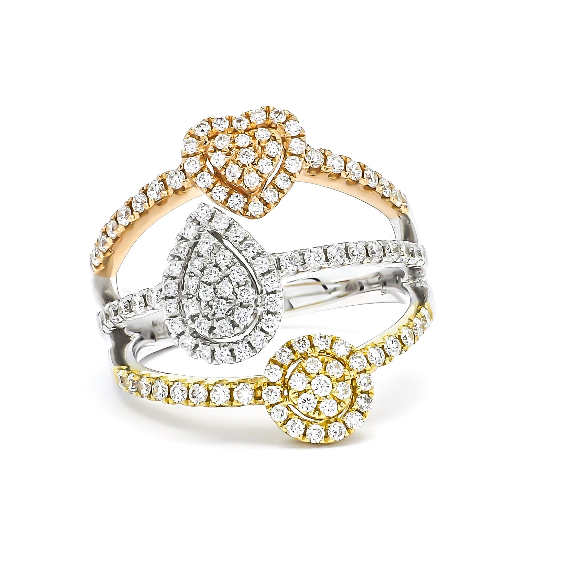 Natürlicher Diamant Ring, 18Kt Weißgold Statement Ring R62359, Multi Form Cluster Ringe, Feiner Schmuck von LuceeDiamonds