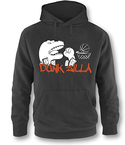 Luckja Dunkzilla Herren Hoodie Schwarz-Weiss/Orange Grösse S von Luckja