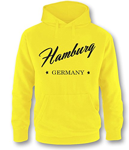 Luckja Hamburg Germany Herren Hoodie Gelb - Schwarz in Größe XL von Luckja