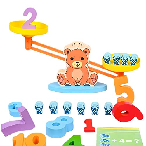 Balance-Spielspielzeug - Bären-Design, Mathe-pädagogisch, Kindergarten, Zahlen lernen - Kindergarten-Mathe-Spiele, Zahlen-Lernspielzeug, Fisch-Waage für Jungen und Mädchen ab 3 Jahren Luckxing von Luckxing