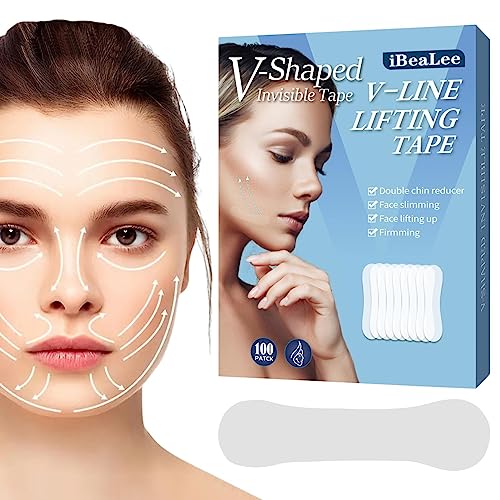 Facelift-Tape, 100 Stück Facelifting-Klebeband für schlaffe Haut, Atmungsaktiver, ultradünner, unsichtbarer, hochelastischer, V-förmiger Sofort-Facelift-Aufkleber zur Reduzierung des Luckxing von Luckxing