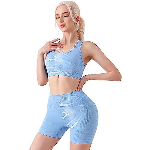 Luckxing Trainingssets für Damen | Kurze Yogahose mit hoher Taille - Shorts-Set mit hoher Taille, Streetwear, bequeme Kompressions-Biker-Shorts von Luckxing