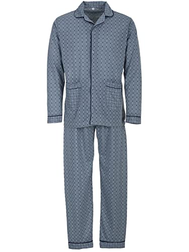 LUCKY Herren Pyjama Set Shirt und Hose Schlafanzug Langarm Knöpfe Schlafshirt (as3, Alpha, l, Regular, Regular, Grau) von Lucky
