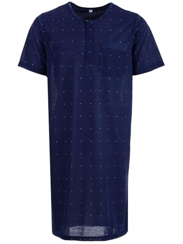 Lucky Herren Nachthemd Kurzarm Raute Punkt Tasche Schlafshirt Knöpfe Brusttasche, Farbe:Navy, Größe:XL Lucky Herren Nachthemd Kurzarm Raute Punkt Tasche Schlafshirt Knöpfe Brusttasche, Farbe:Navy, Größe:XL von Lucky