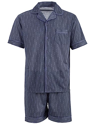 Lucky Herren Pyjama Shorty Schlafanzug Kurzarm Sommer mit Knopfleiste Größe M-XXL, Farbe:Anthrazit, Größe:L von Lucky