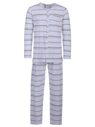 Lucky Herren Pyjama lang Schlafanzug Knopfleiste Pyjama Set Druck Motiv Größe M-XXL, Farbe:Grau, Größe:XXL von Lucky