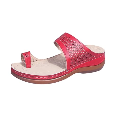 Luckywaqng Antirutsch Pads Schuhe Damen Damen Sommerschuhe mit Zehenclip, atmungsaktivem, hohlem Schuhoberteil, schrägem Absatz und übergroßen Strandschuhen und Hausschuhen Damen Hohe (Hot Pink, 35) von Luckywaqng