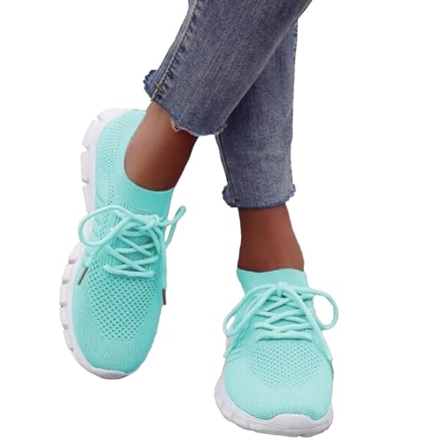 Luckywaqng Damen Schuhe 39 Damenschuhe Ethnische Freizeitschuhe Sommermode Hohl Atmungsaktiv Flacher Absatz Weiche Sohle Freizeitschuhe College Schuhe Damen (Blue, 38) von Luckywaqng