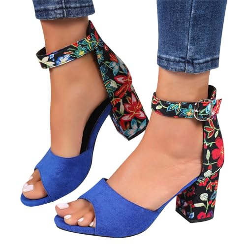 Luckywaqng Damen Schuhe Mit Absatz Damenschuhe, Lange Slipper-Socken für Damen, für den Sommer, einfarbig, zum Reinschlüpfen, lässig, offene Zehenpartie, flach, weiche Slipper-Socken für (Blue, 41) von Luckywaqng