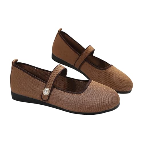 Luckywaqng Damenschuhe 41 Orthopädische Schuhe aus Netzstoff für Damen, atmungsaktiv, weiche Schuhe, rutschfeste Schaumstoffschuhe, rutschfeste Hand-Sneakers, Schuhe mit Winter Schuhe (Brown, 36) von Luckywaqng