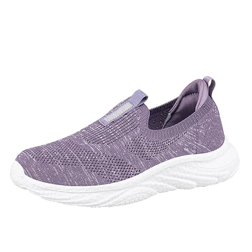 Luckywaqng Damenschuhe Gelb 41 Damen Slip-On Socken-Sneakers Mesh-Schuhe Wanderschuhe Weiche Sohle Freizeitschuhe Warme Schuhe Damen (Purple, 37) von Luckywaqng