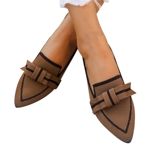 Luckywaqng Damenschuhe Pumps Blau Damenschuhe Ethnische Freizeitschuhe Sommermode Hohl Atmungsaktiv Flacher Absatz Weiche Sohle Freizeitschuhe Schuhe Damen Winter Stiefeletten (Brown, 38) von Luckywaqng